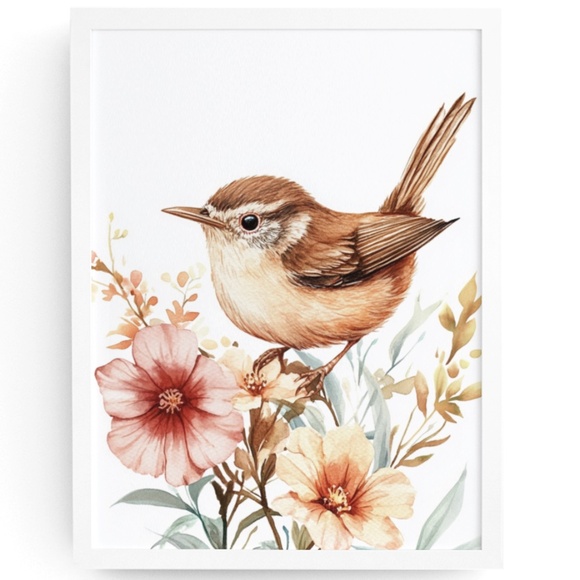 Creative Path Studios Other - Watercolor Wren Bird Portrait Wall Art Illustration Print Poster Unframed
